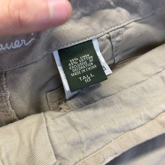 Eddie Bauer Pants Womens 10 Tall Beige‎ Linen Cargo Wide Leg,Pockets,Drawstring - Picture 7 of 16